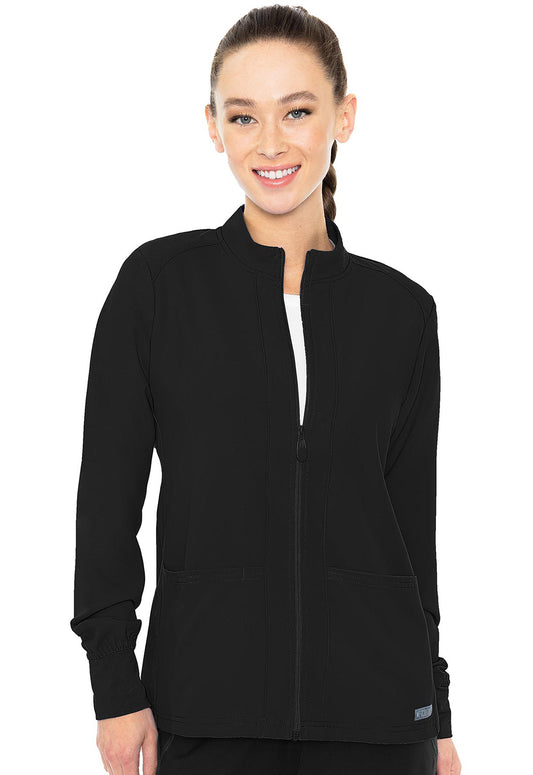 Zip Front Warm-Up With Shoulder Yokes in Black